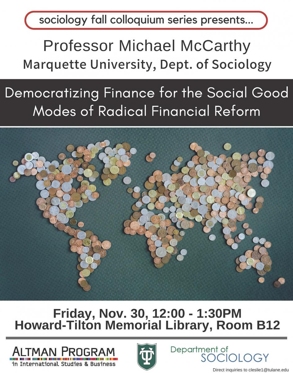 Flyer for Professor Michael A. McCarthy's presentation on November 30, 2018