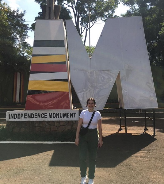 Rebecca Rawson at Independence Monument in Old Town Kampala